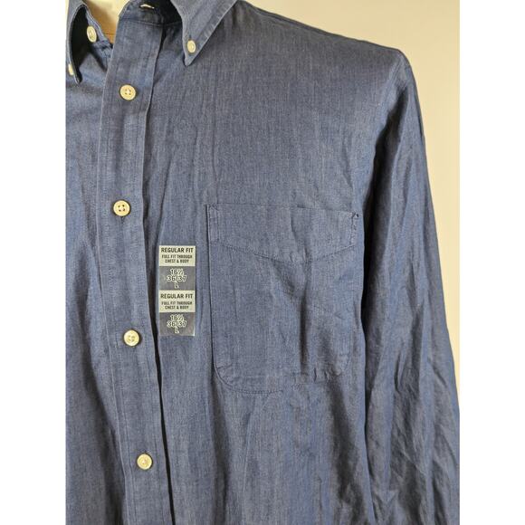 Ralph Lauren Mens L Shirt 16.5 Blue Button Down New Regular Fit Long Sleeve NWT - Picture 9 of 14
